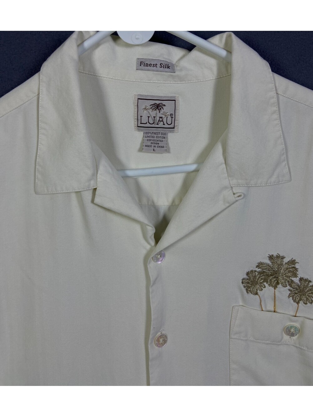 Luau Finest Silk Floral Cocktail Shirt Men’s L fits XL Tan Hawaiian Resort Beach - Picture 3 of 12
